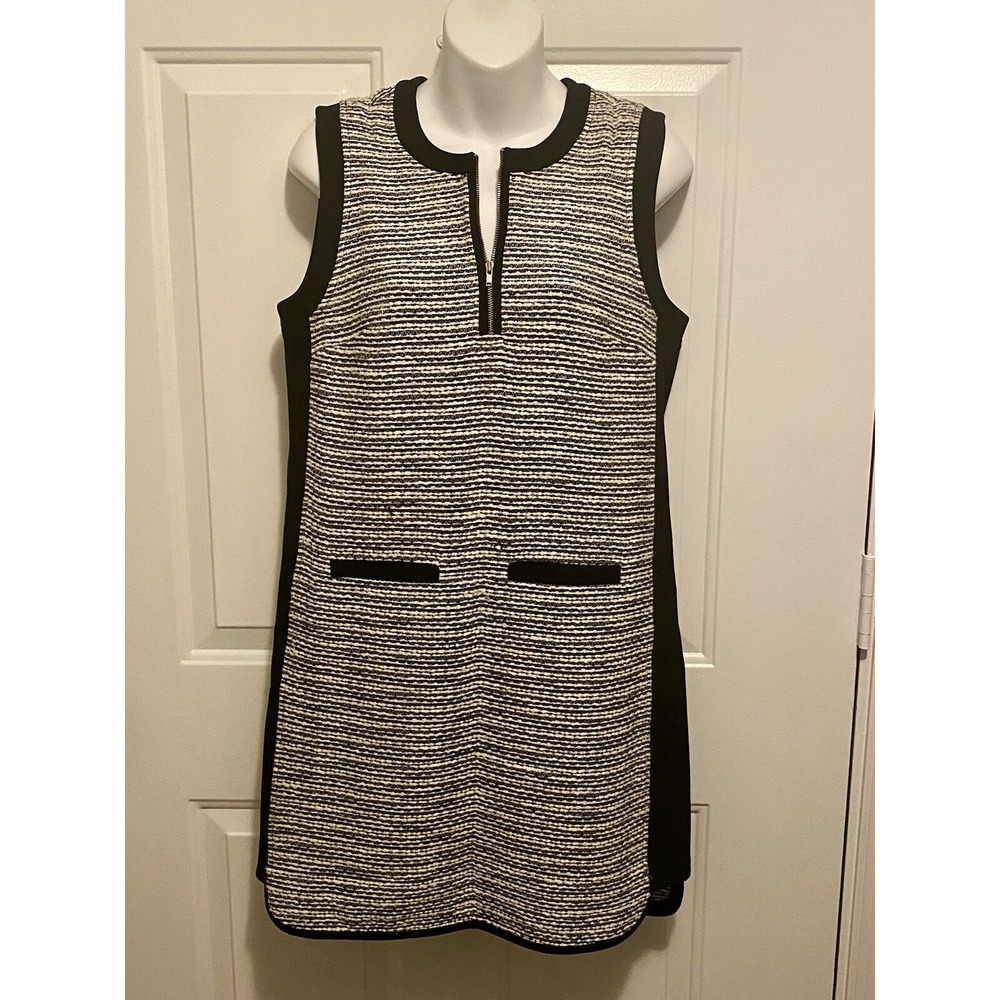 Madewell Shift Dress Women's Size 2 Black White Tweed‎ Sleeveless